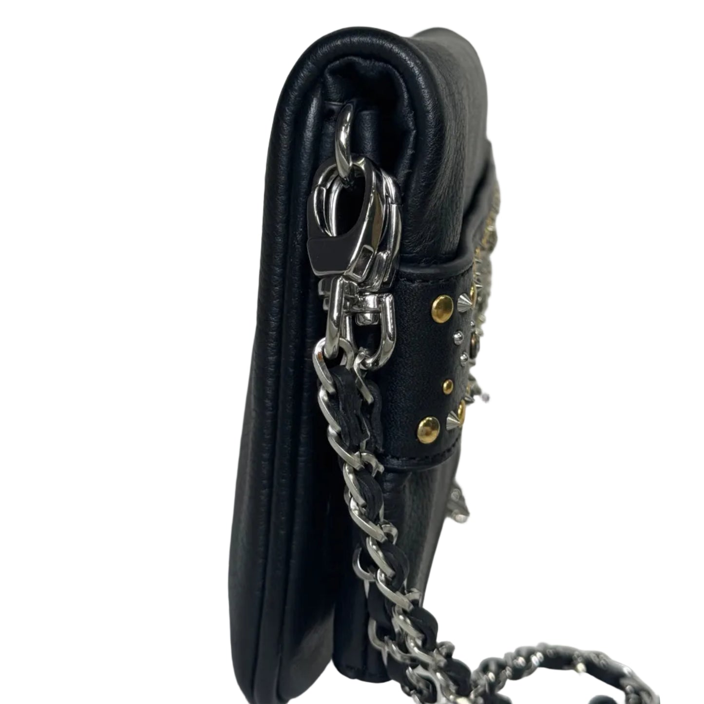 Rock leather clutch bag with studs