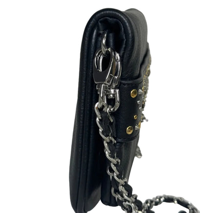 Rock leather clutch bag with studs