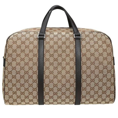 GG canvas brown leather carry on Duffle bag