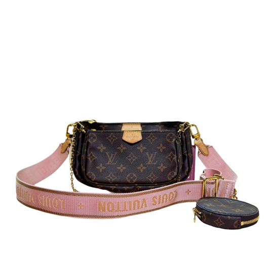 Monogram canvas Multi Pochette light pink strap
