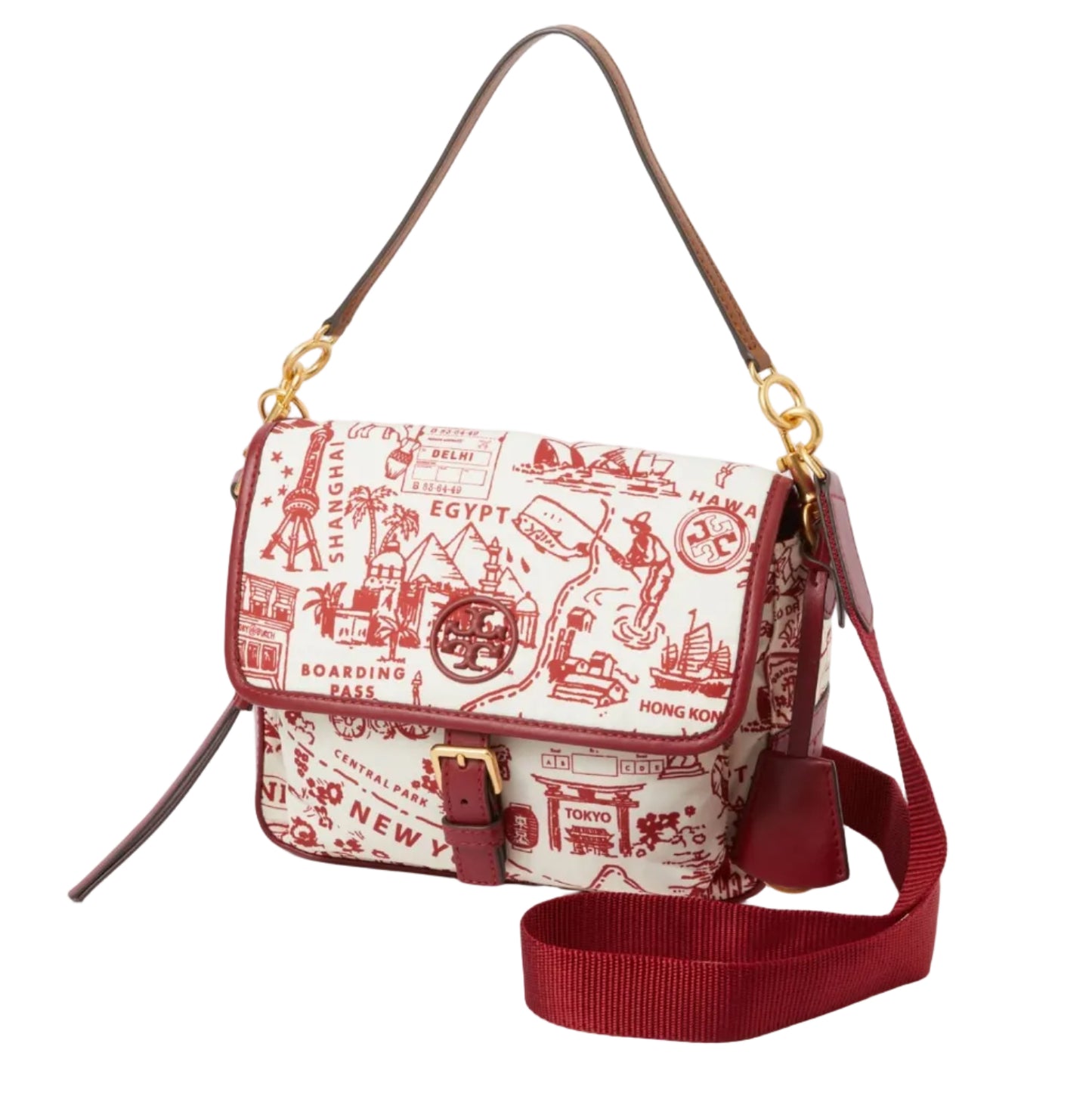 Perry nylon red boarding pass with crossbody strap