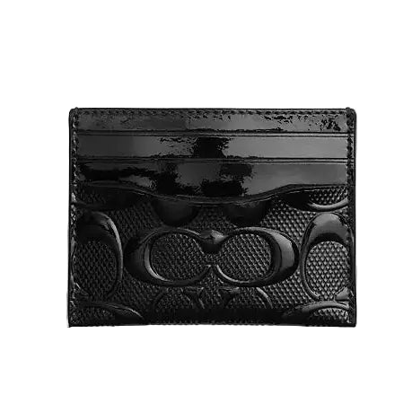 Black patent leather card holder