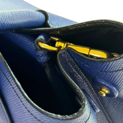 Cuir blue Saffiano leather medium con strap