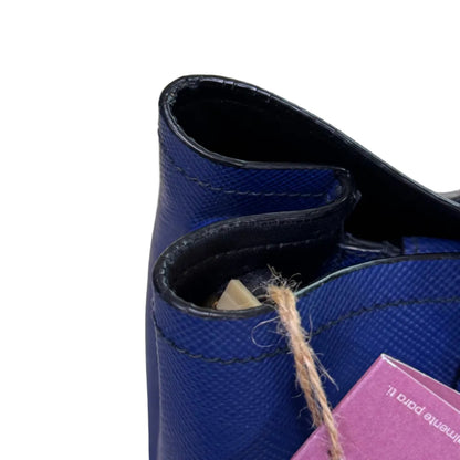 Cuir blue Saffiano leather medium con strap