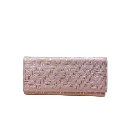 Pink leather rosegold canvas Factory long wallet with removable coin purse