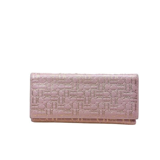 Pink leather rosegold canvas Factory long wallet with removable coin purse