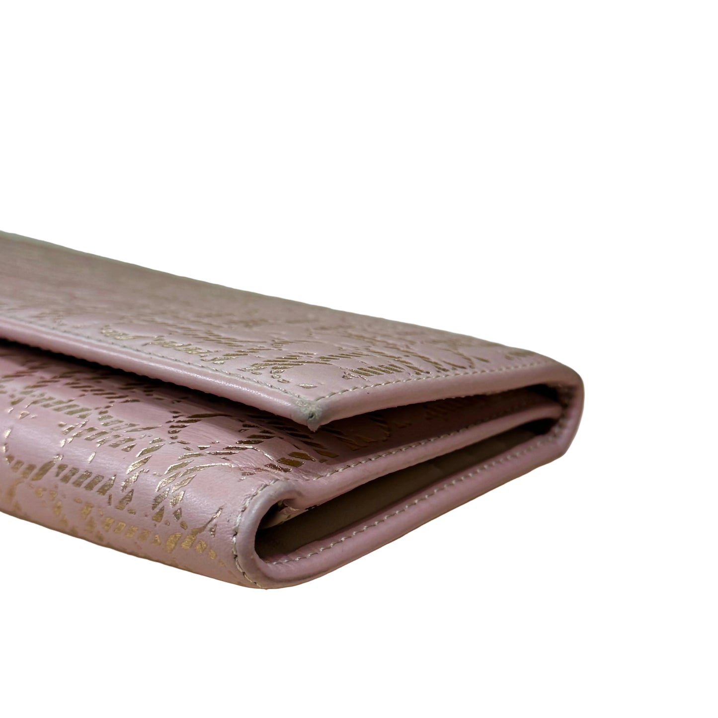 Pink leather rosegold canvas Factory long wallet with removable coin purse