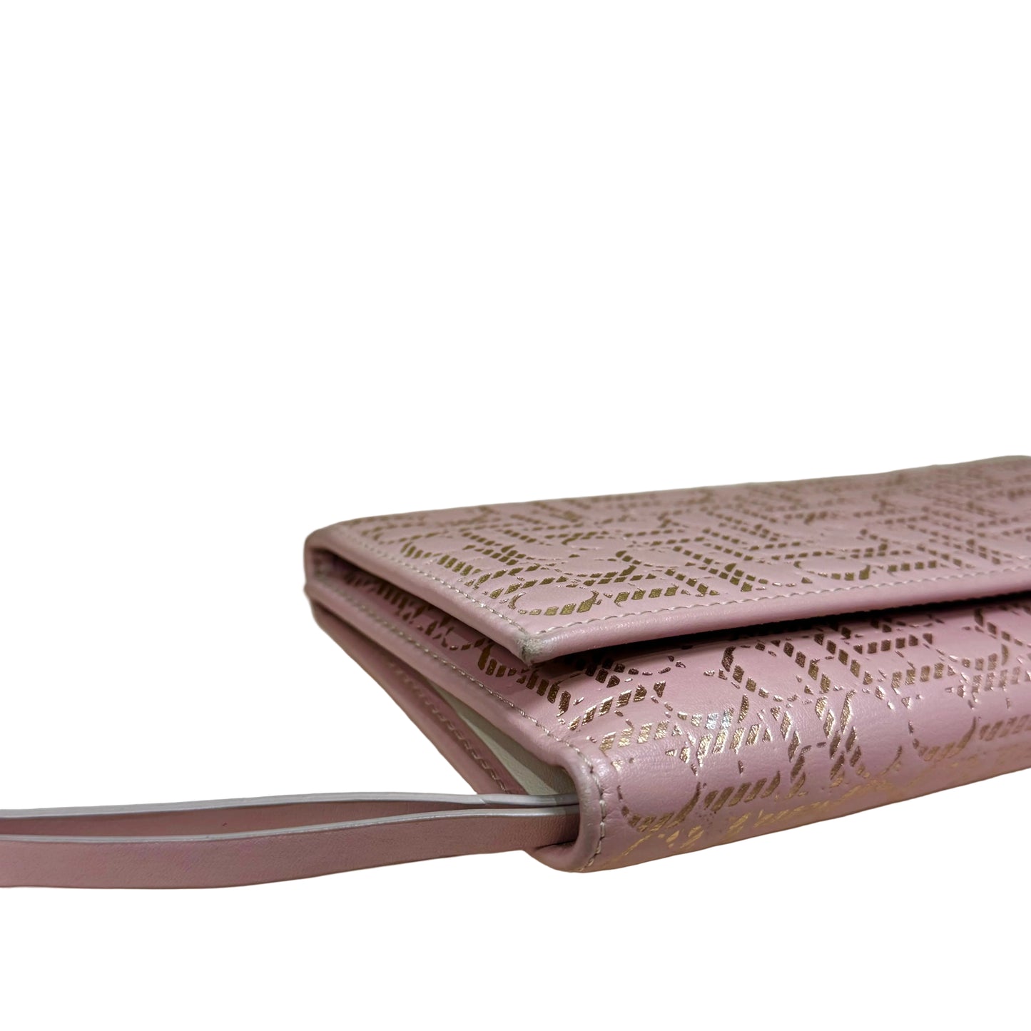 Pink leather rosegold canvas Factory long wallet with removable coin purse