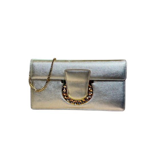 Thalia chain clutch gold leather