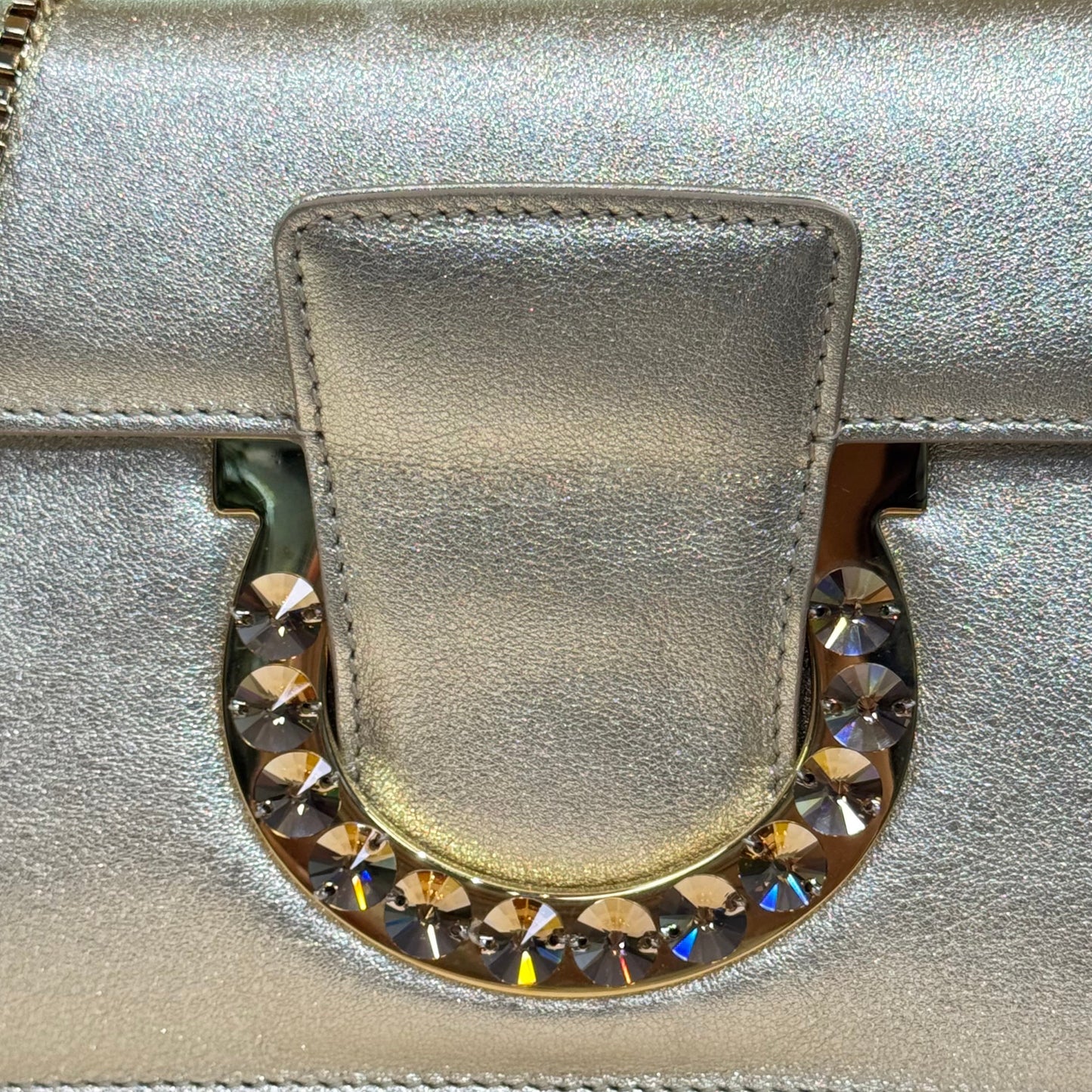 Thalia chain clutch gold leather