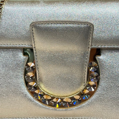 Thalia chain clutch gold leather
