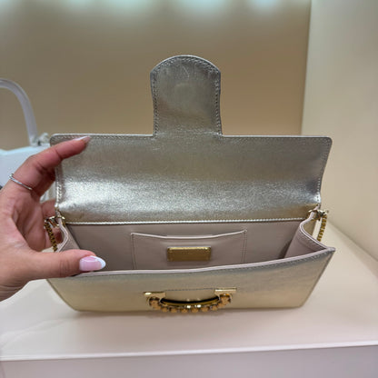 Thalia chain clutch gold leather