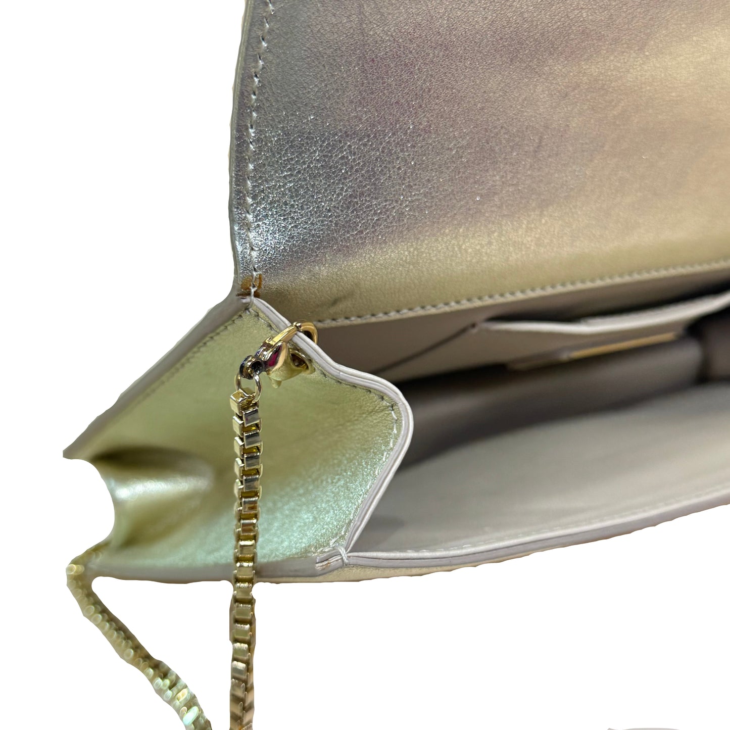 Thalia chain clutch gold leather