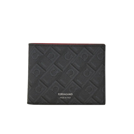 Monogram grey men bi fold wallet red interior