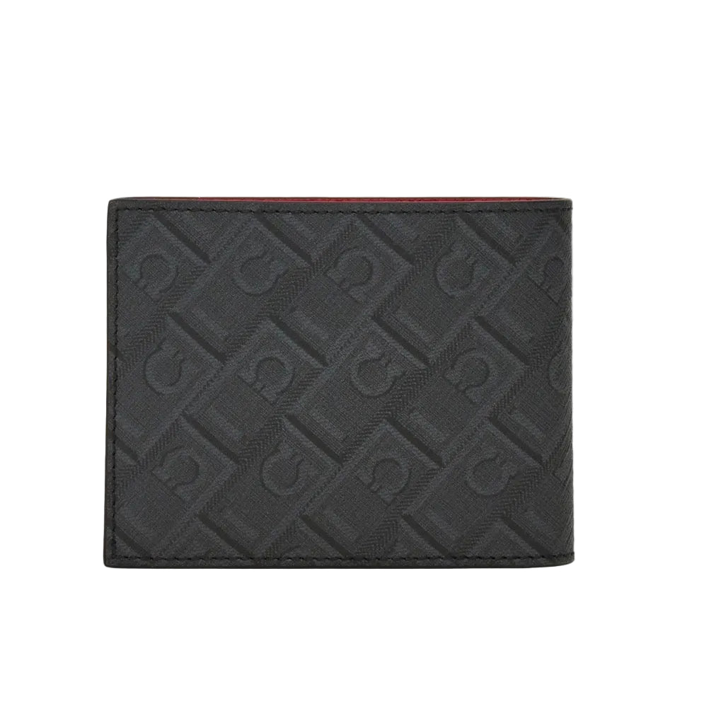 Monogram grey men bi fold wallet red interior