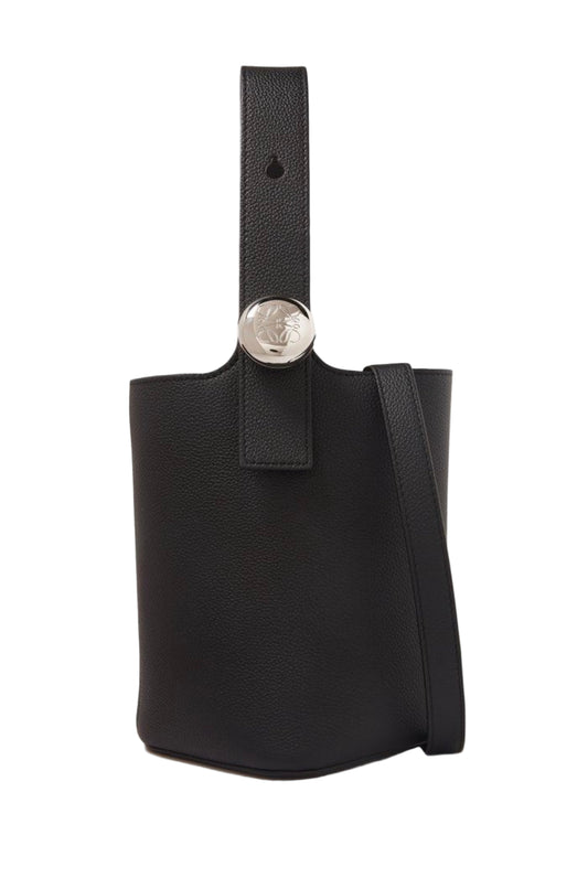 Mini Pebble black smooth calfskin