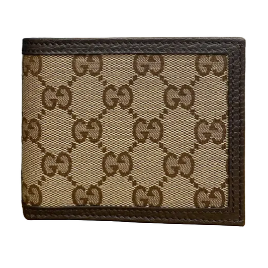 GG canvas brown leather Bi-fold wallet men