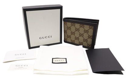 GG canvas brown leather Bi-fold wallet men
