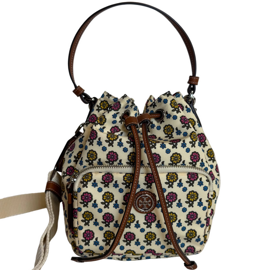 Virginia flower print nylon bucket bag