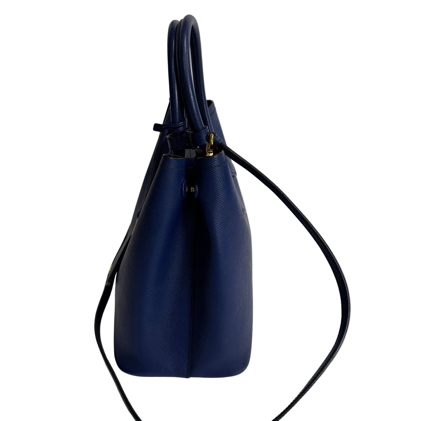 Cuir blue Saffiano leather medium con strap