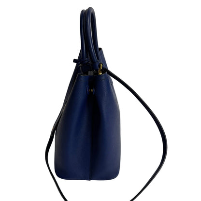 Cuir blue Saffiano leather medium con strap