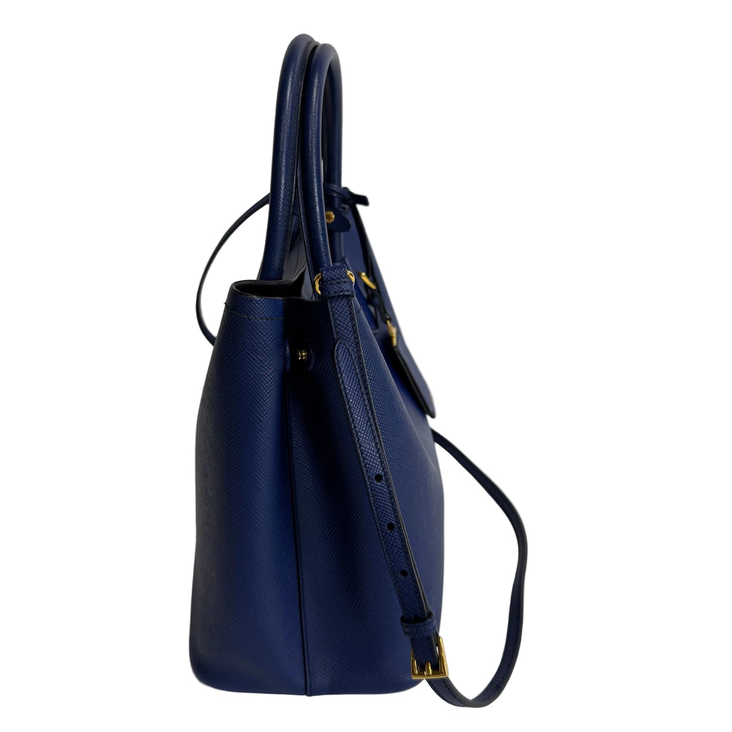 Cuir blue Saffiano leather medium con strap