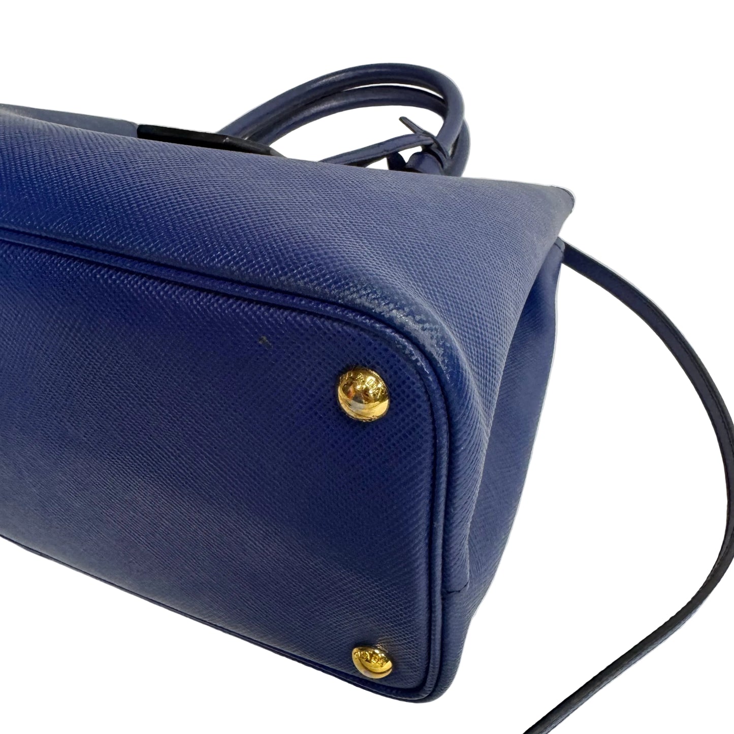 Cuir blue Saffiano leather medium con strap
