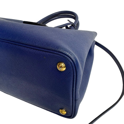 Cuir blue Saffiano leather medium con strap