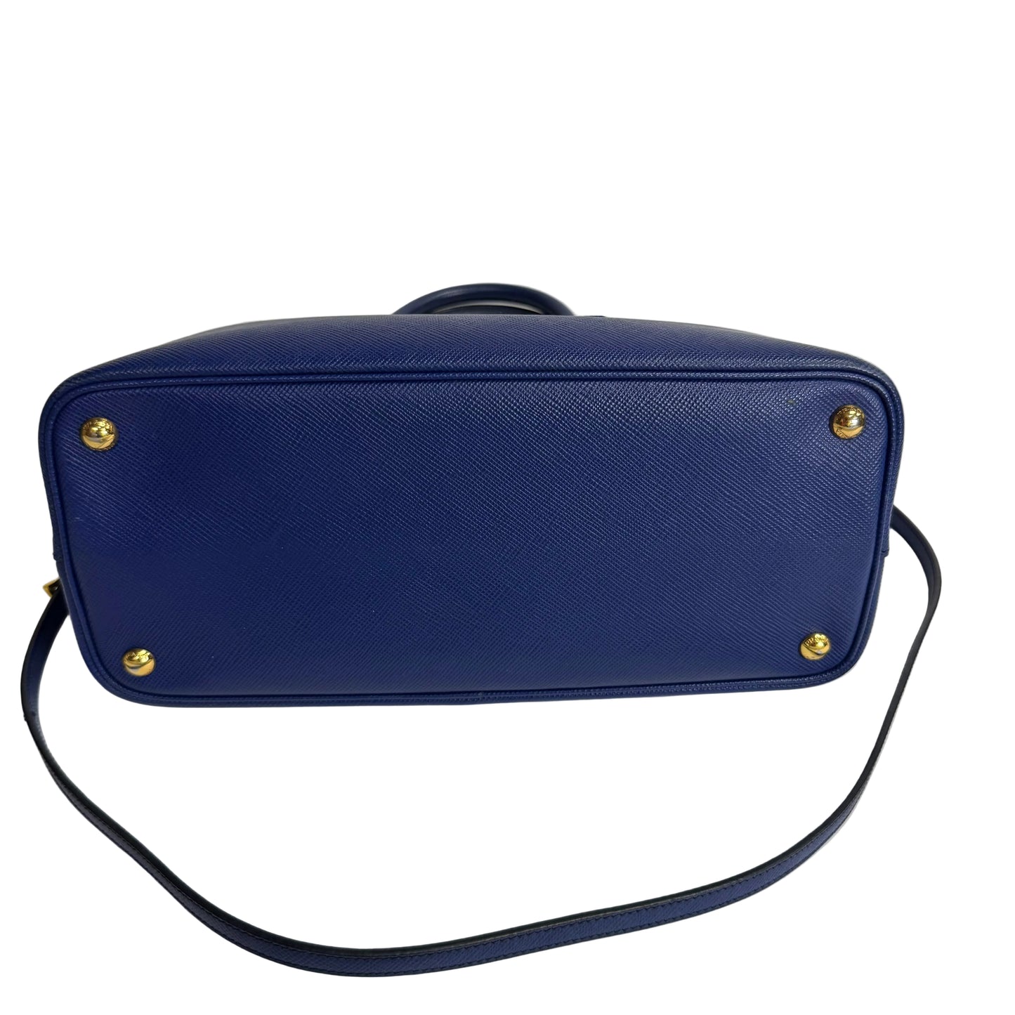 Cuir blue Saffiano leather medium con strap
