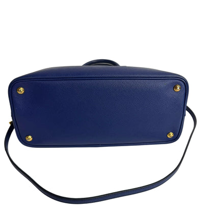 Cuir blue Saffiano leather medium con strap