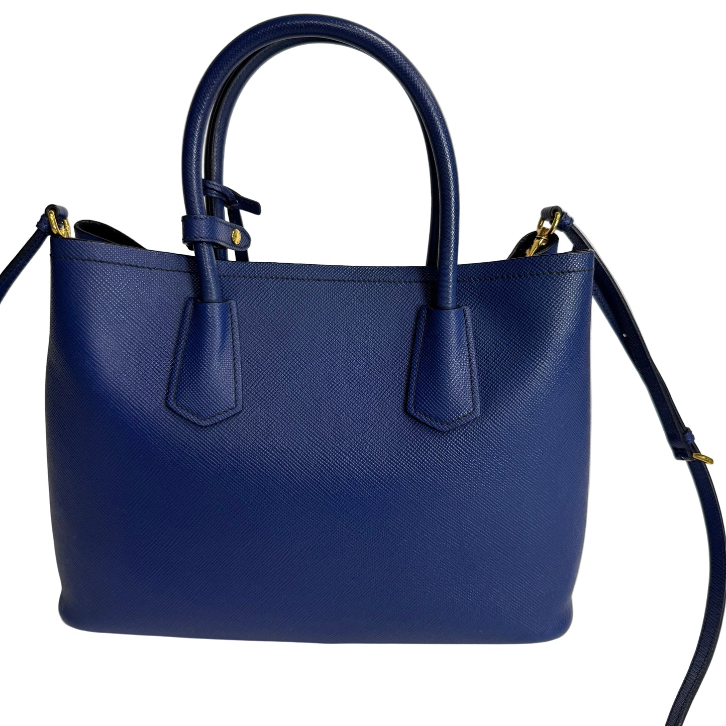 Cuir blue Saffiano leather medium con strap