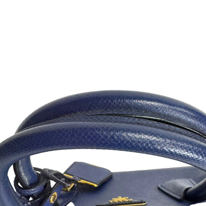 Cuir blue Saffiano leather medium con strap