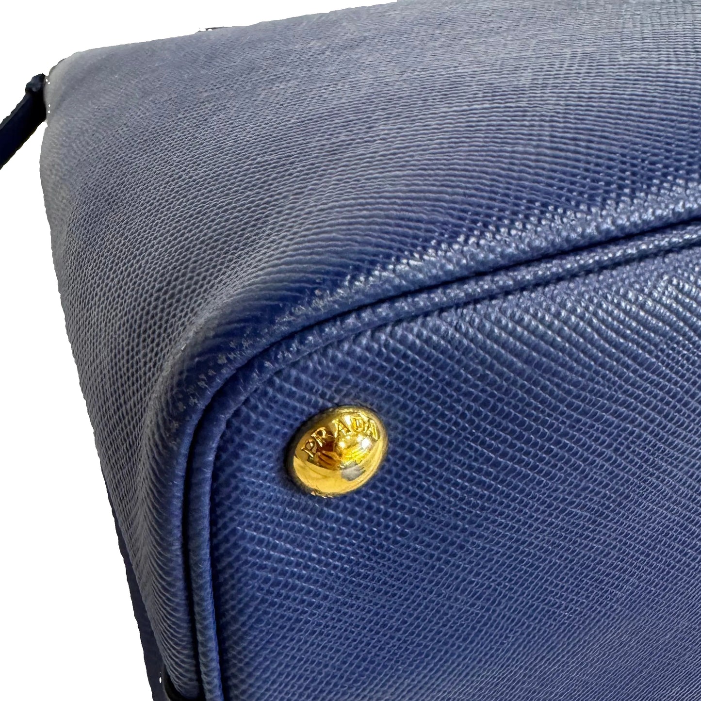 Cuir blue Saffiano leather medium con strap