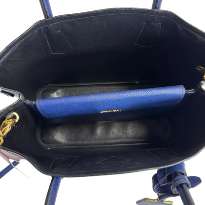 Cuir blue Saffiano leather medium con strap