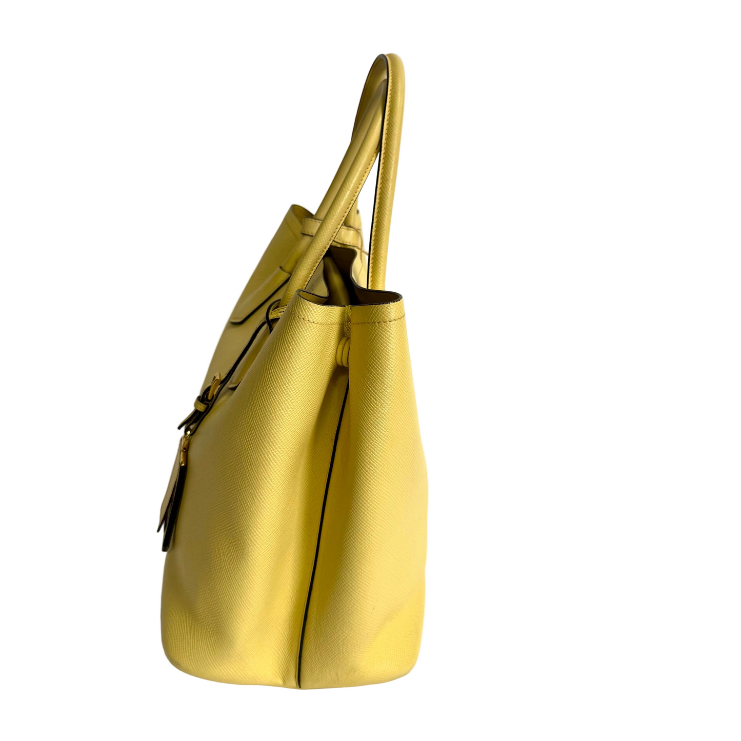 Cuir double tote pale yellow large
