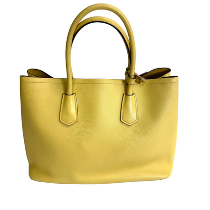 Cuir double tote pale yellow large