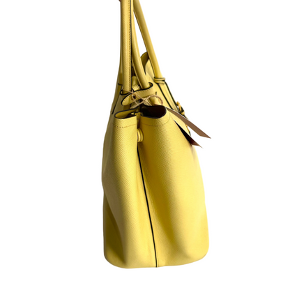 Cuir double tote pale yellow large