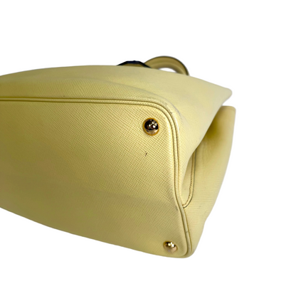 Cuir double tote pale yellow large