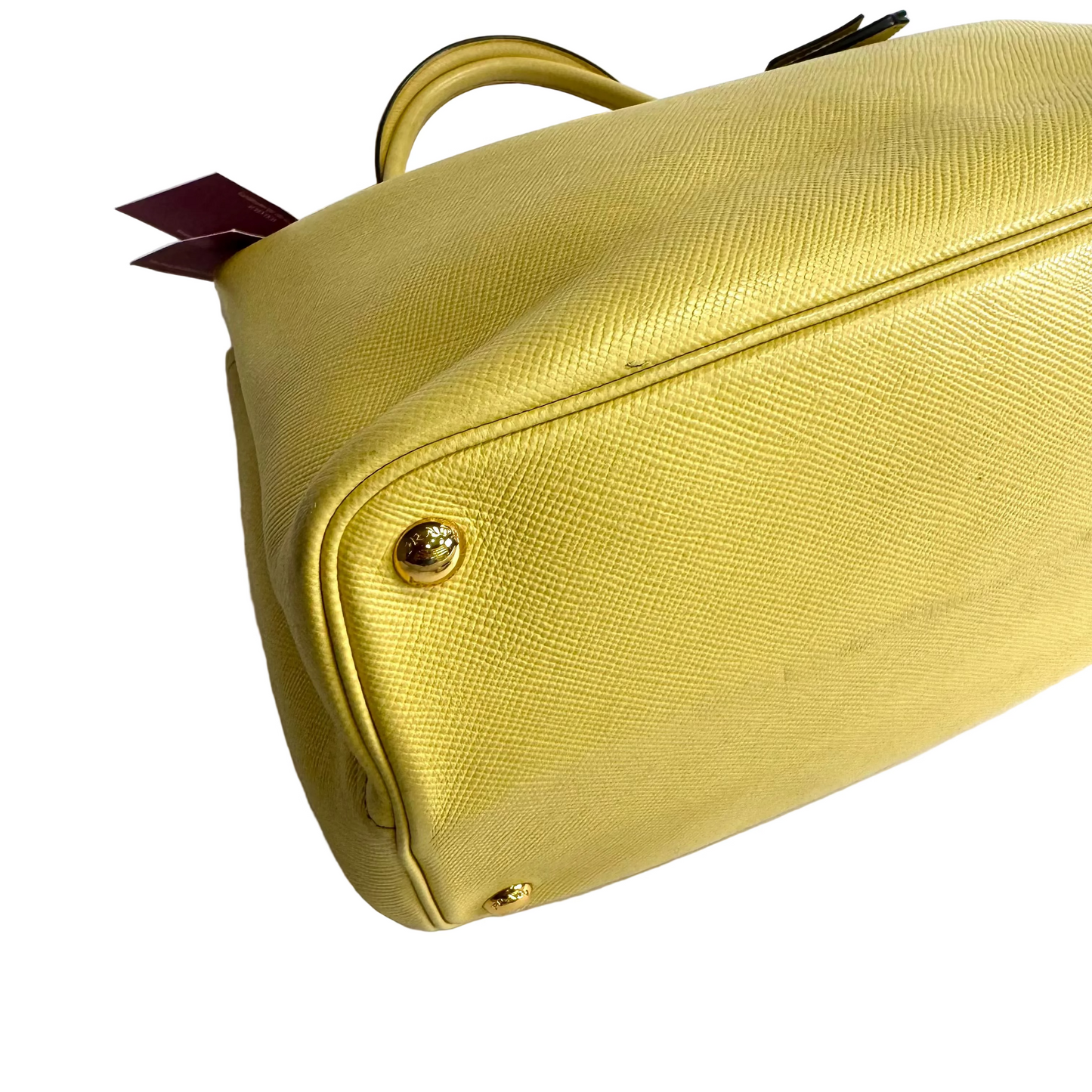 Cuir double tote pale yellow large