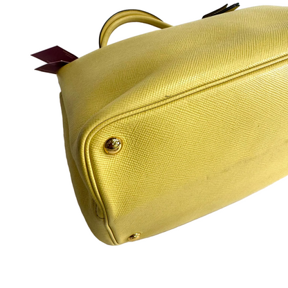 Cuir double tote pale yellow large