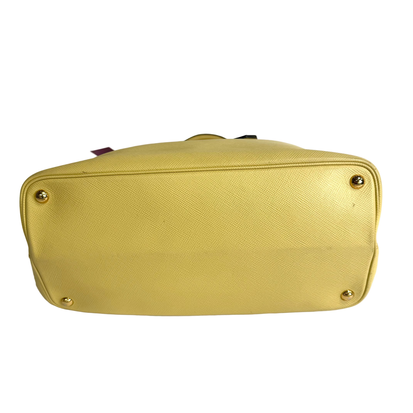 Cuir double tote pale yellow large