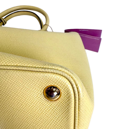 Cuir double tote pale yellow large