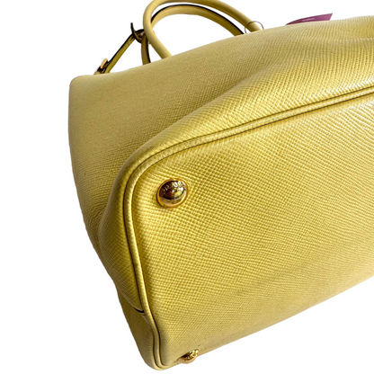 Cuir double tote pale yellow large
