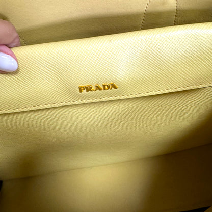 Cuir double tote pale yellow large
