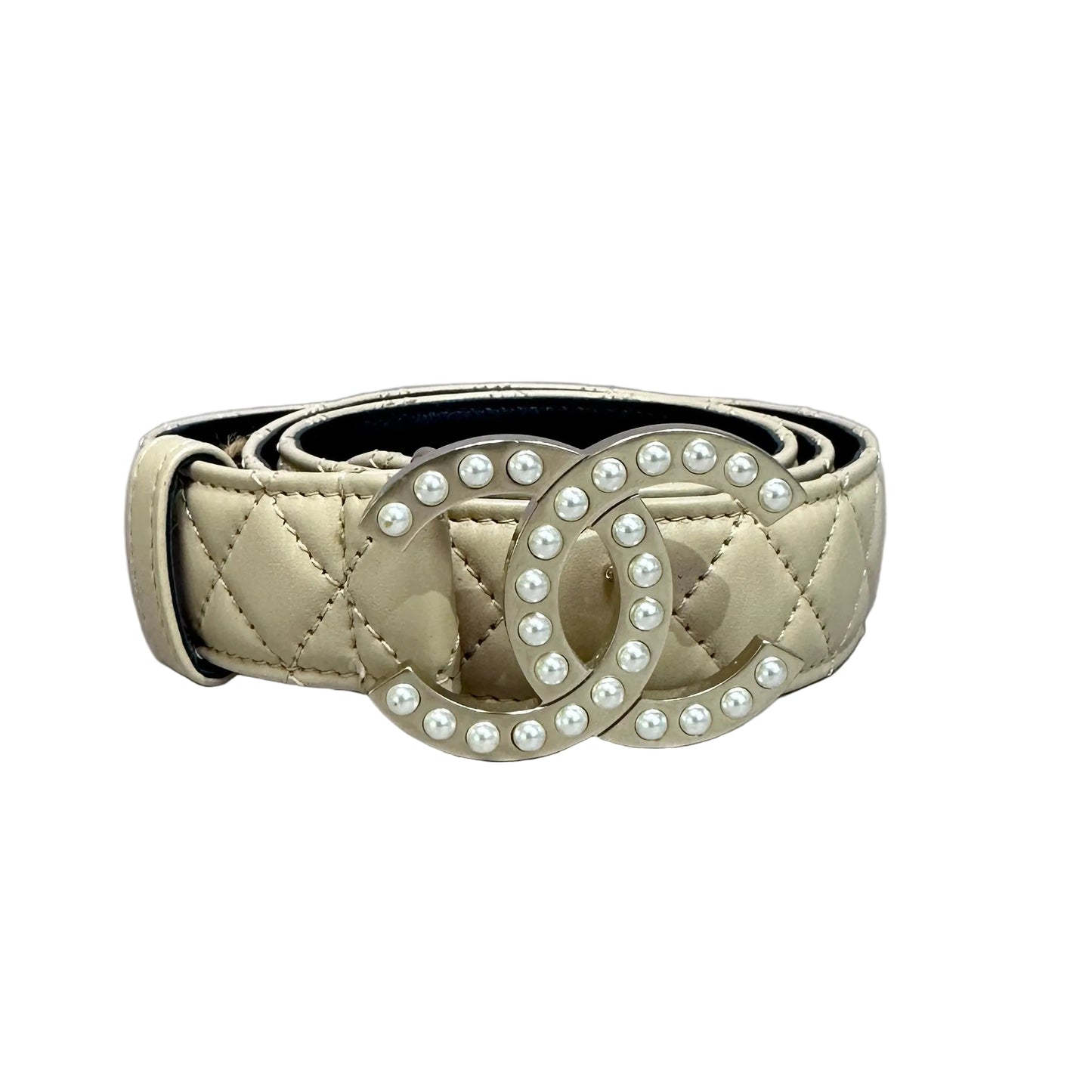 Belt neutral lambskin CC with pearls (no reversible) Talla 80