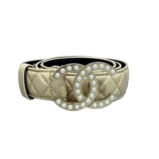 Belt neutral lambskin CC with pearls (no reversible) Talla 80