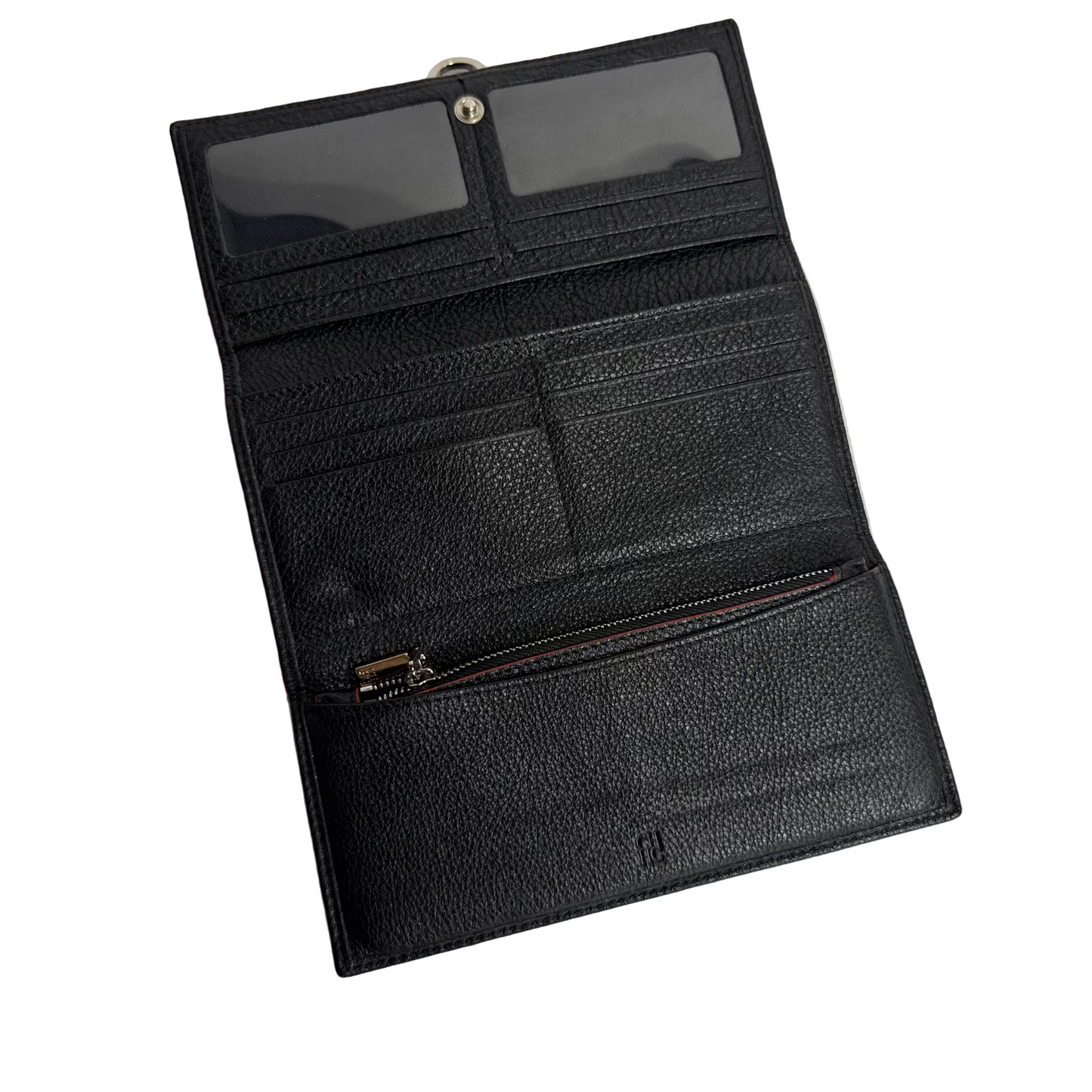 Black leather Factory long wallet with removable coin purse