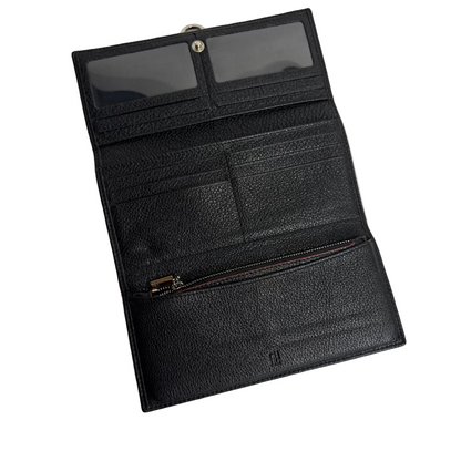 Black leather Factory long wallet with removable coin purse