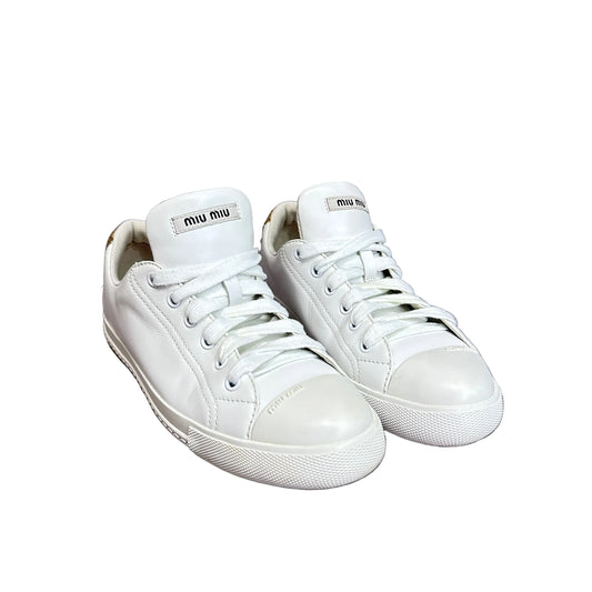 Miu Miu white sneakers wih gold glitter 38