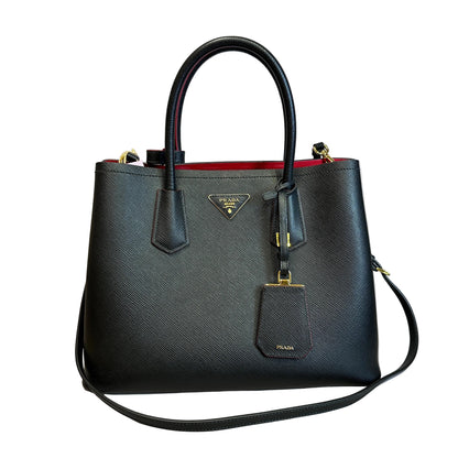 Cuir Black Saffiano leather medium con strap